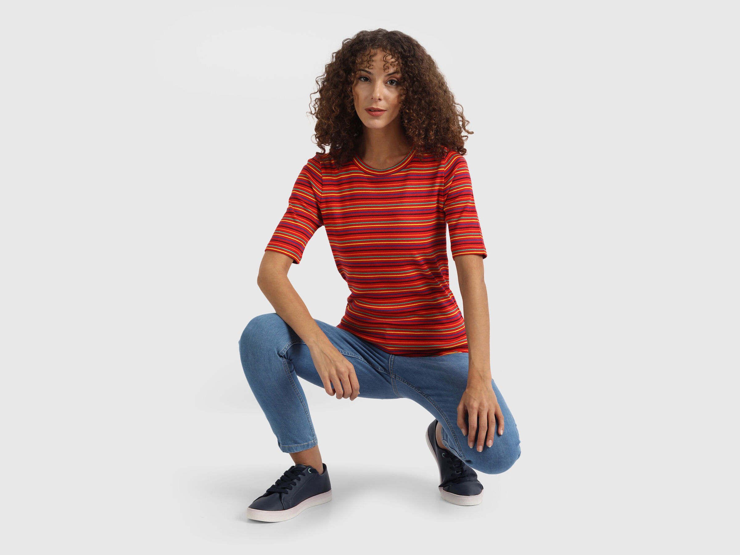 Rib Stripe Top with Shoulder Butin image number 5